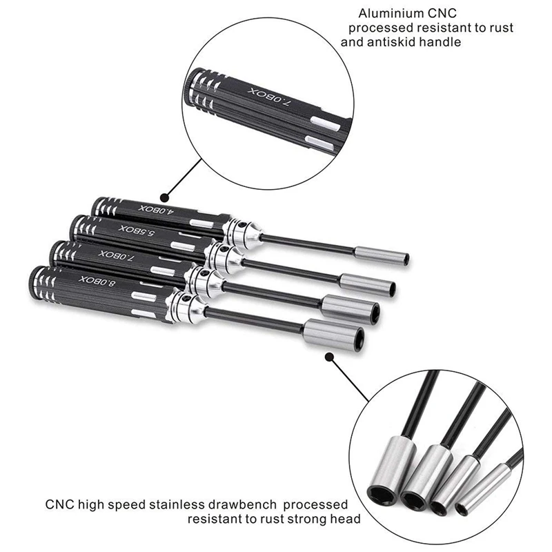 Радиоуправляемая модель инструмент 4 шт. болты с шестигранной отвертки Шестигранная гайка торцевой гаечный ключ с гаечного ключа колеса 4,0/5,5/7,0/8,0 мм крой, подходит для ежедневного изготовления вручную