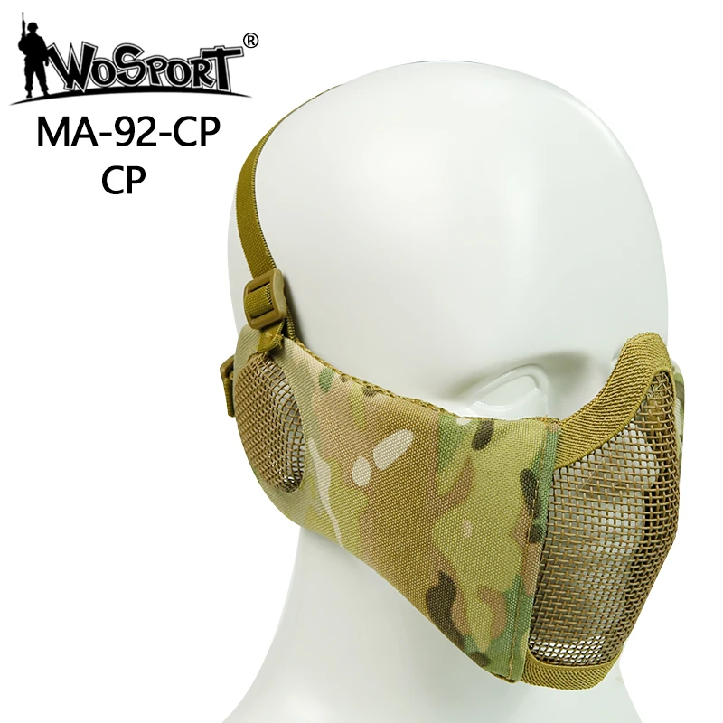 Тактическая Маска на половину лица из металлической стальной сетки для охоты, защитная маска для страйкбола, защитная сетка на пол-лица, маска - Цвет: multicam