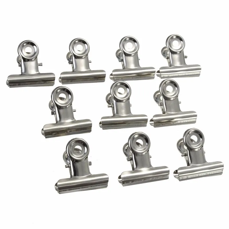 

Kicute 10pcs/set 31mm Stainless Steel Silver Bulldog Clips Money Letter Paper File Clamps For Office School Students Accessories