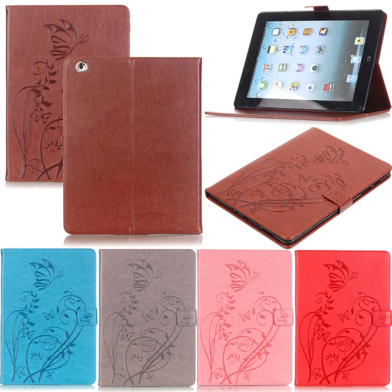 

Tablet Funda For iPad 2 3 4 Fashion Butterfly Embossed Leather Magnetic Flip Wallet Case Cover 9.7" inch Coque Shell Stand
