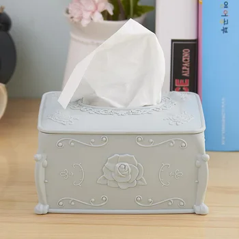 

European Rose Tissue Box Creative Desktop Paper Storage Box Napkin Organizer Kitchen Wipe Case Servilletero Table Decoration 74