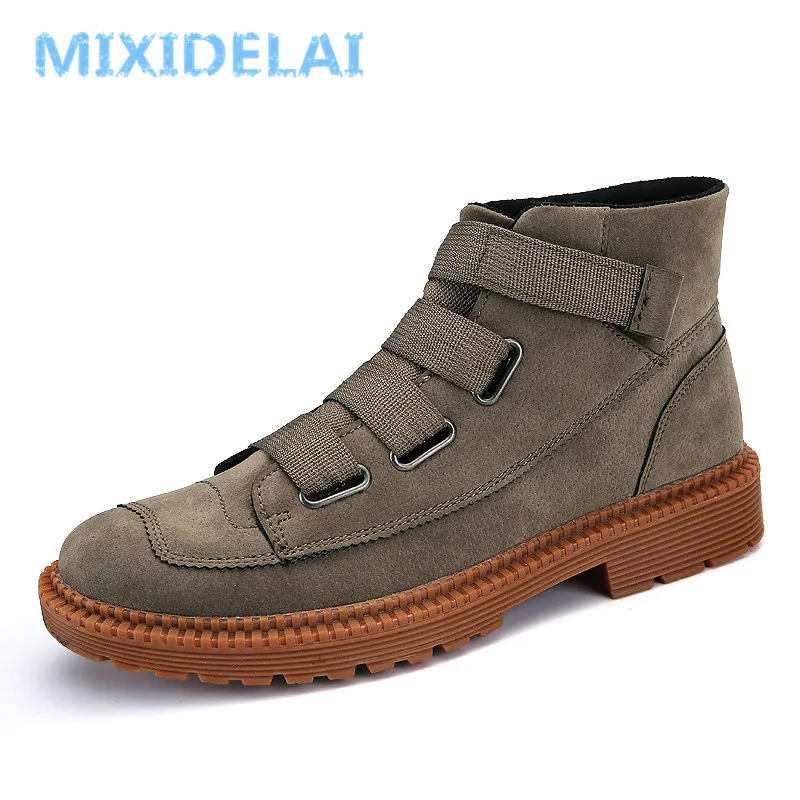 

MIXIDELAI 2018 New Men Ankle Boots High Top Men Casual Boots Fashion Winter Autumn Warm Fur Male Shoes Man Outdoor Footwear