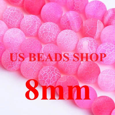 Free shipping! 96pcs/lot 8mm dull polish frosted efflorescence agate round Loose Bead jewelry beads fuchsia colour R136011 | Украшения и