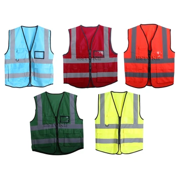 

New Hot 1 Pc Multicolor Hi-Vis Safety Vest Reflective Security Waistcoat 5 Pockets