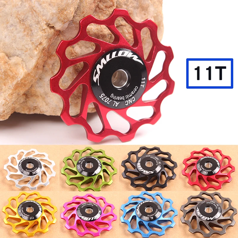 

SMLLOW 11T MTB Bicycle Rear Derailleur Jockey Wheel Ceramic bearing Pulley AL7075 CNC Road Bike Guide Roller Idler 4mm 5mm 6mm