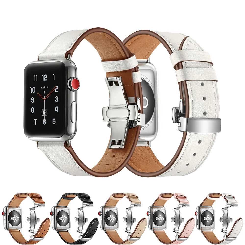 Роскошный кожаный ремешок для Apple watch 6 band 44 мм 40 iWatch series 3 4 5 se итальянский браслет