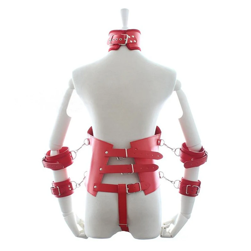 Di cuoio Gotico Del Corpo bdsm Bondage Cage Anello del Collo Manette Mezzo di Formazione Corsetti di Underbust Bustini Hogtie Del Sesso Tute e Tute da Palestra PG0134