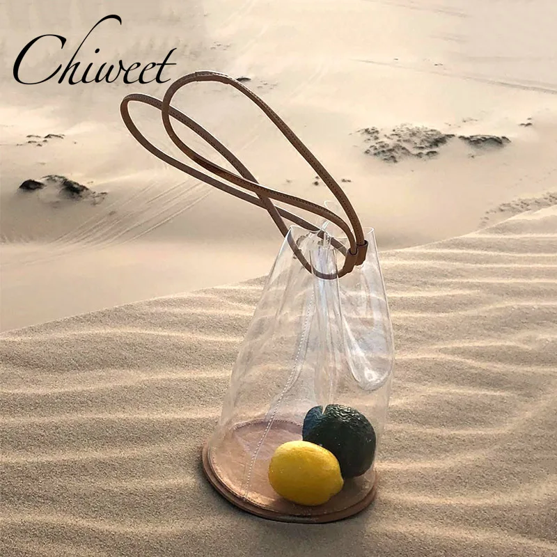

Brand 2019 Designer Summer Bag For Beach Jelly Transparent Handbags Clear Drawstring Women Bucket Bags Ladies Shoulder Bags Tote