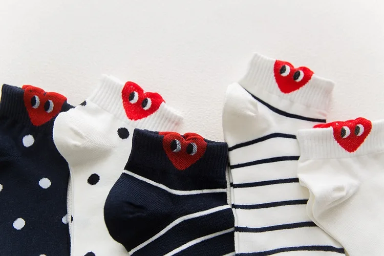 Милые носки с красным сердцем для колледжа, простые забавные женские носки, теплые удобные хлопковые весенне-летние носки в стиле Харадзюку