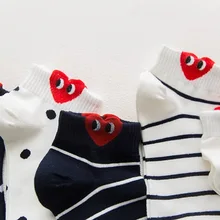 Милые носки с красным сердцем для колледжа, простые забавные женские носки, теплые удобные хлопковые весенне-летние носки в стиле Харадзюку