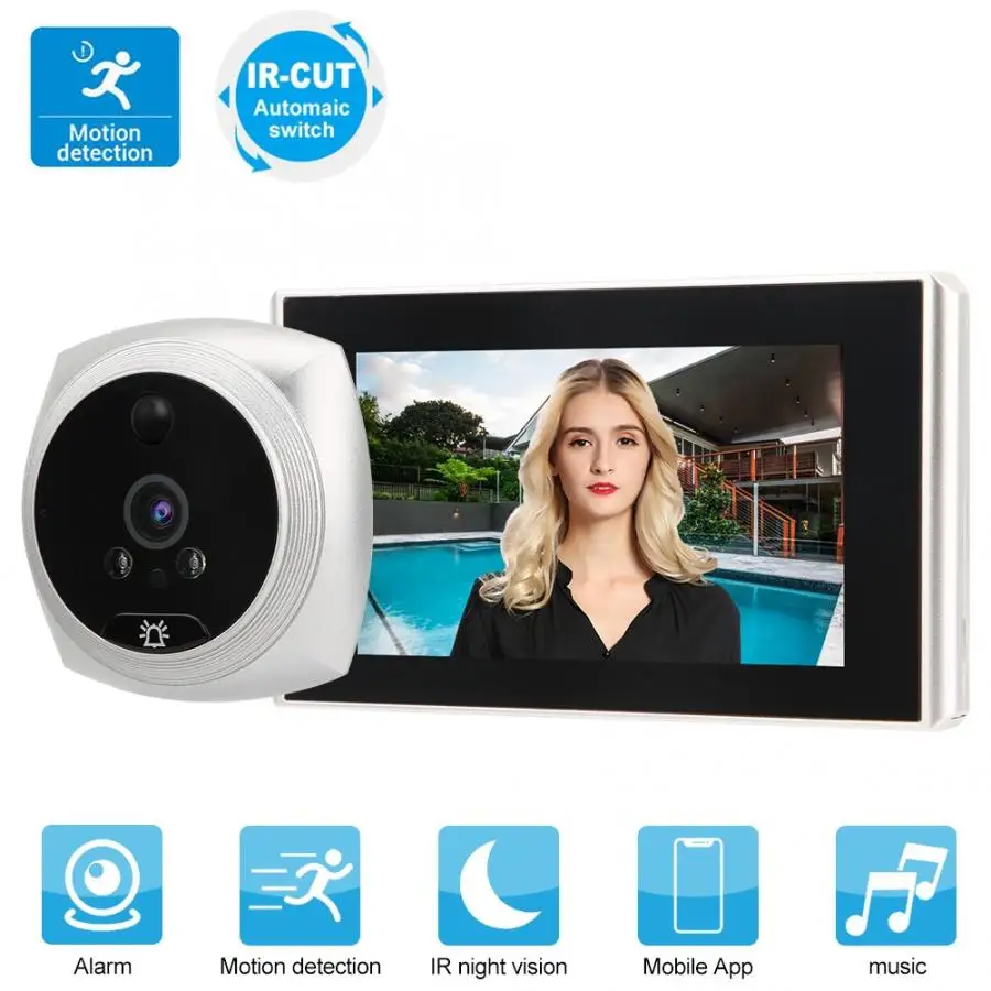 

deurbel met camera 4.3inch HD Smart Door Viewer Doorbell Camera TFT Color Screen Display Video Door Bell with Motion