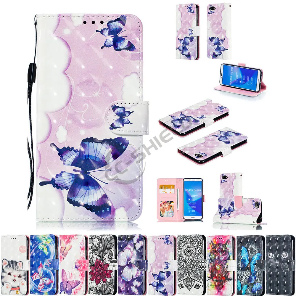 

3D Cover For Huawei Y5 Prime 2018 Silicone Flip Photo Frame Wallet Phone Case For Huawei Y 5 2018 DRA-LX2 DRA-L22 DRA-L02 Case