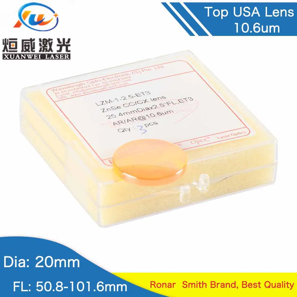 

1Pcs Top USA Co2 Laser Focus Lens Dia 25.4 Focal Length 63.5mm For Metal And Non Metal Co2 Laser Cutting Machines Hsg/Senfeng