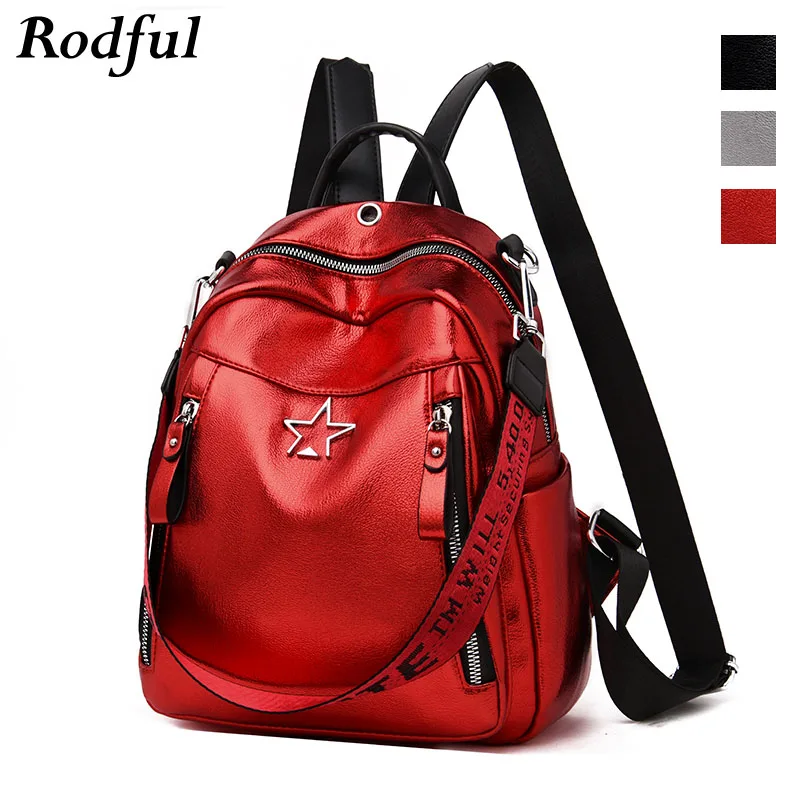 Модный роскошный женский кожаный рюкзак, серебристый, красный женский рюкзак, сумка на одно плечо, рюкзак для женщин, большой женский рюкзак для девочек