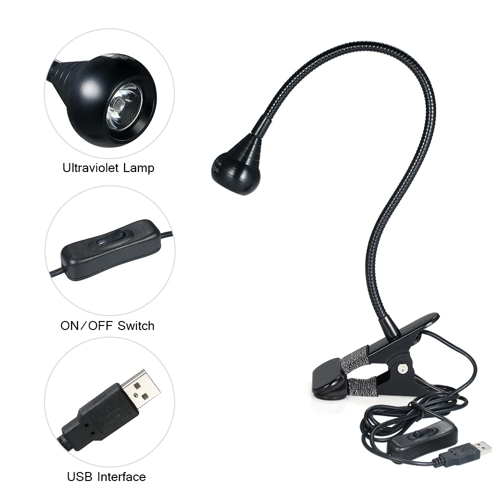 395nm Светодиодный УФ-Ligth USB ультрафиолетовые лампы отверждения УФ-светильник черный свет лампы светодиодный Blacklight Гусенек свет с зажимом