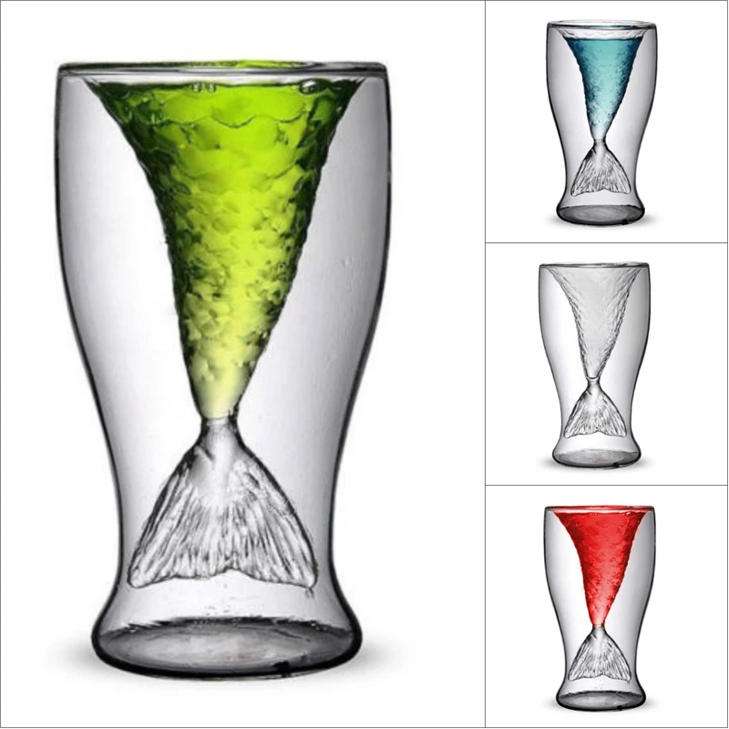 

100ml Creative Crystal Mermaid Tail Cup Transparent Glass Fish Tail Practical Creative Wine Cup Heat-resisting Glass Bar Cups
