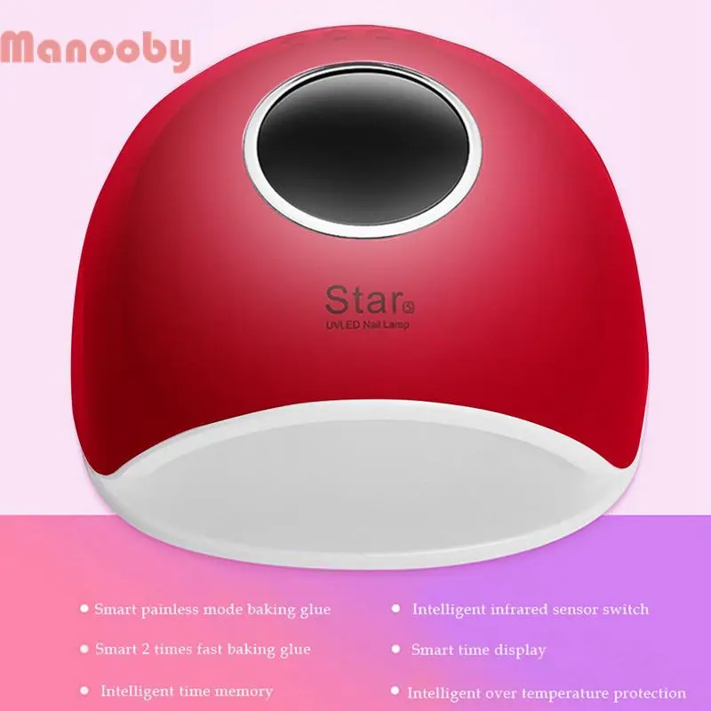 

Manooby Nail Lamp 72W Phototherapy Machine Nail Dryer for All Gels Smart Star 10/30/60s Timer Sun Light Infrared Sensing Tool