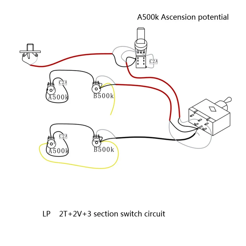 1 комплект жгут проводов 3 Way тумблер 2V2T 500K кастрюли и Джек Les Paul гитары