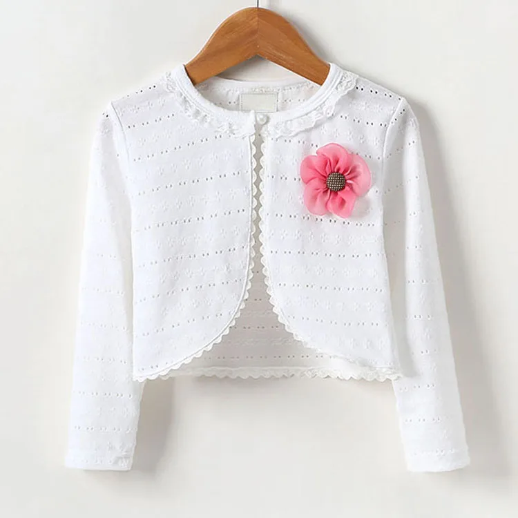 

1 2 4 6 Years Spring Autumn Baby Cardigan Flower Sweaters Lace Collar Cotton Sweaters Thin Long Sleeve Kids Girl Knitting Coat