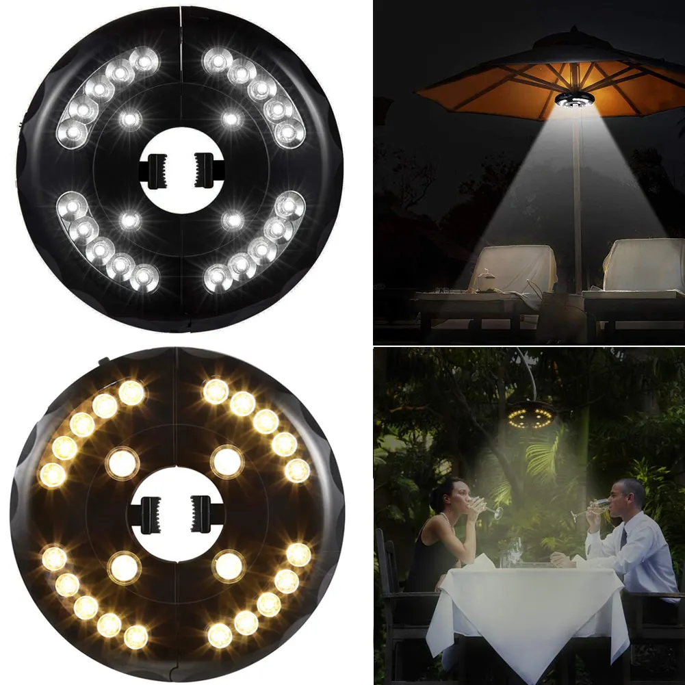 Umbrella Pole Lights 3 Lighting Modes Cordless 24 LED for Garden Backyard Outdoor with hanging loop