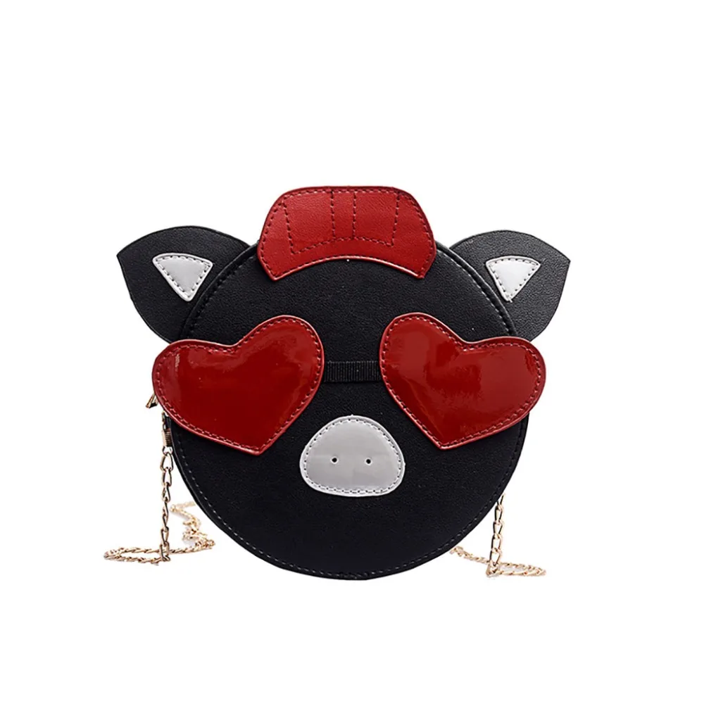 

Messenger Bag Women's bag Wild Fashion Love Cartoon pig shape Shoulder Bags chain mini Small Round Bags Zipper Handbags B2