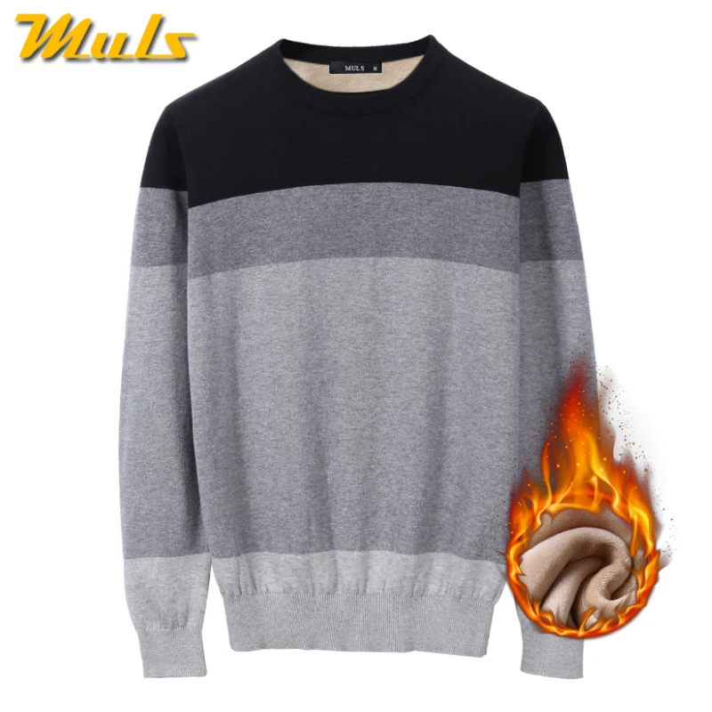 Fleece Sweater Pullovers Men Thick Keep Warm Winter Men Sweater Jersey Jumpers Autumn Cotton