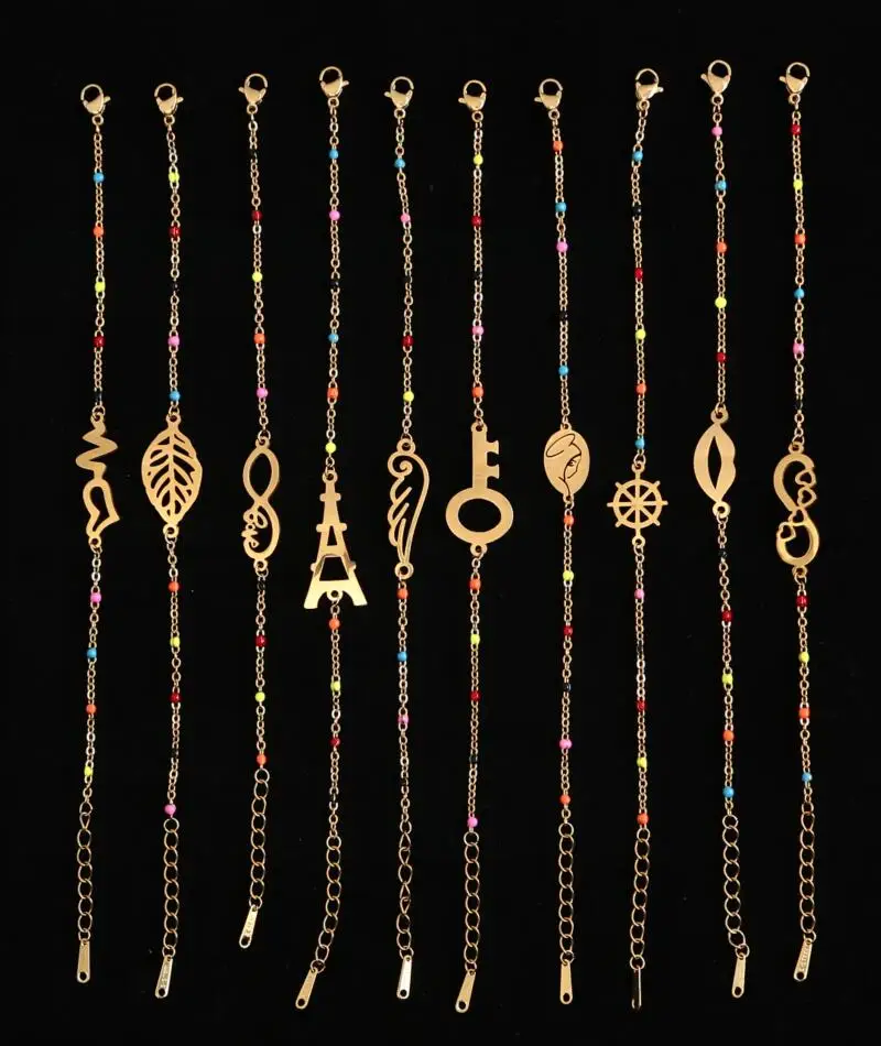 Новое поступление 10 стиль персонализированный браслет с подвесками ювелирные изделия из нержавеющей стали подарки для женщин девочек