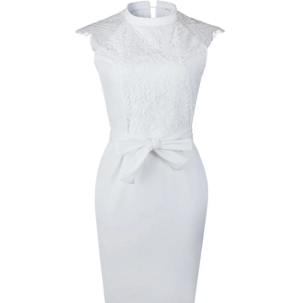 Пикантные Для женщин Летний шаблон белого цвета без рукавов, с печатными лентами размеры s-xl Высокая Талия Винтаж платье