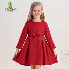 KAMIWA 2016 Jacquard Bébé Filles Robes Enfants Fleur Papillon Ruban A-ligne Automne Complète Bambin Coton Adolescente Enfants Vêtements