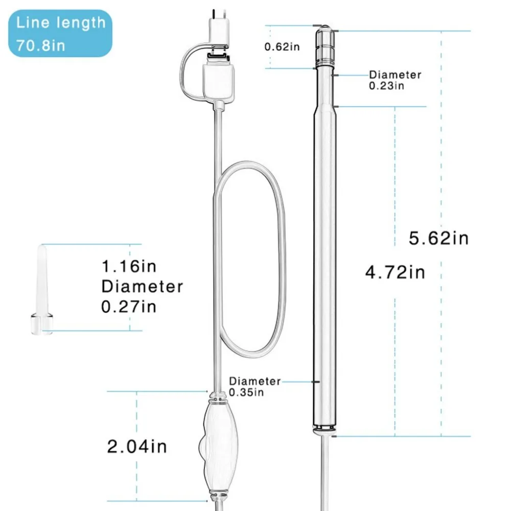 3 in1Ear очиститель эндоскопа ложка функциональный диагностический инструмент ухо чистый ушной воск чистящий инструмент Ушная ложка ушной палочки Отоскоп камера 0.3MP