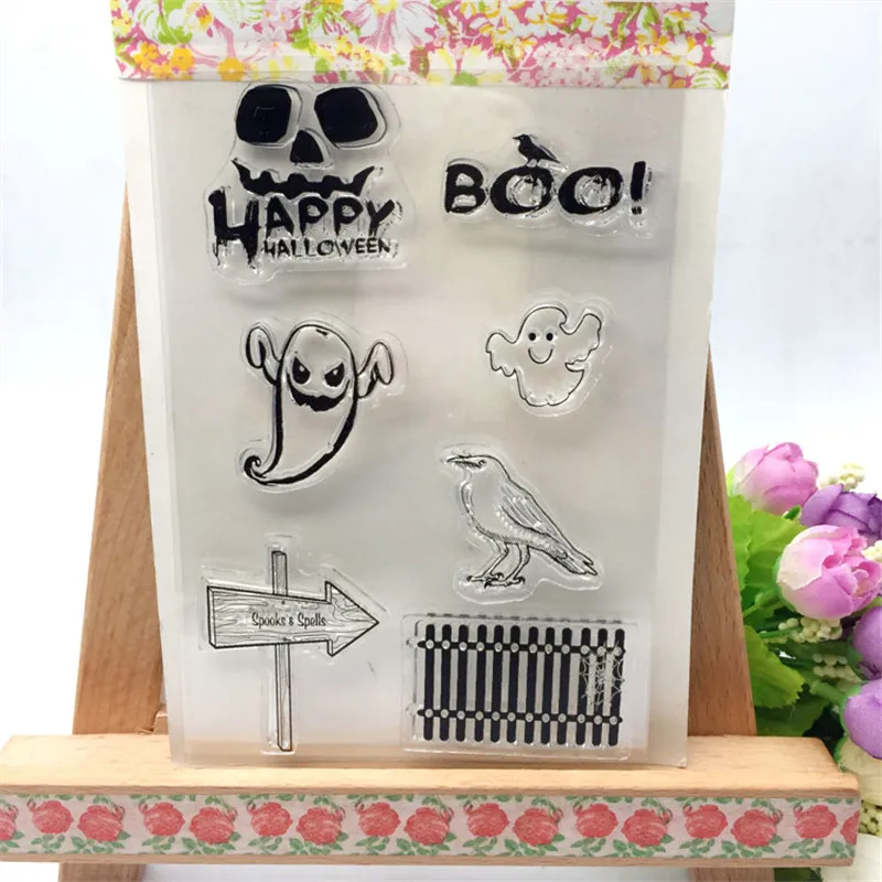boo happy halloween day transparent clear stamp diy silicone seals scrapbookingcard makingphoto