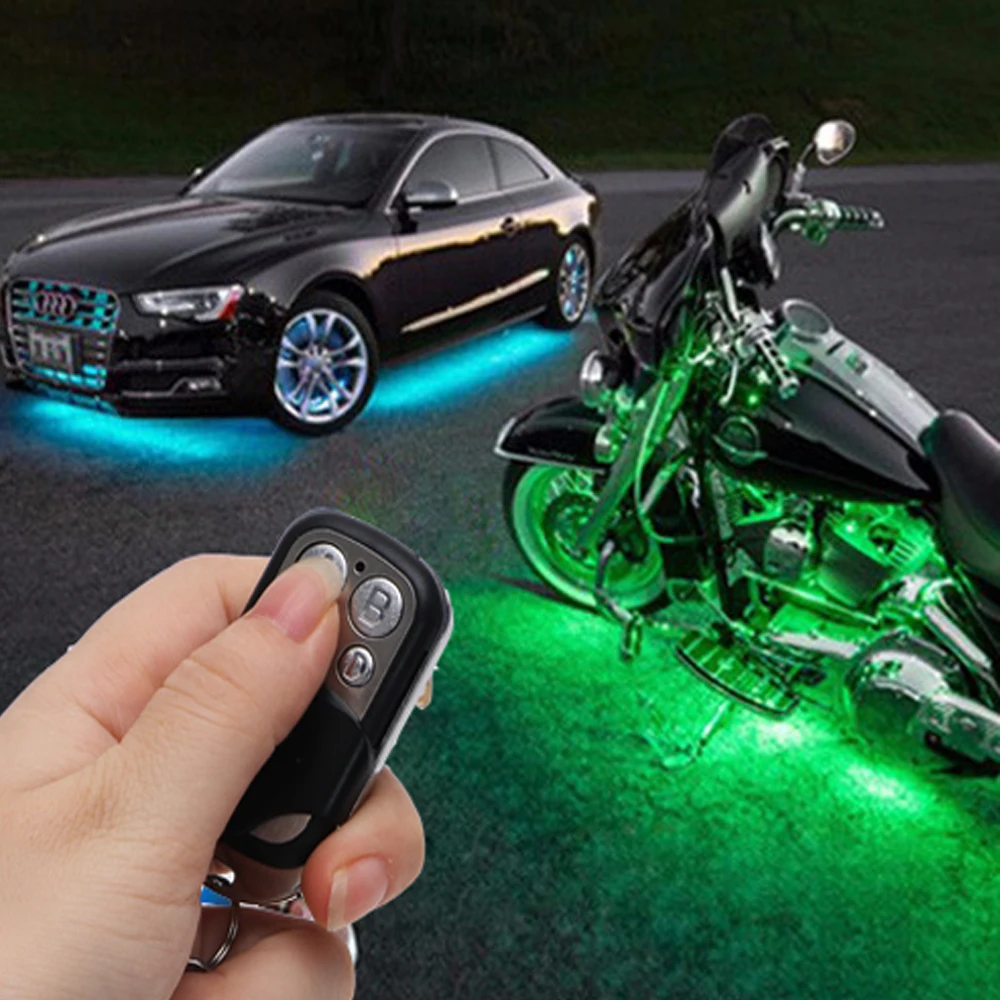 

LED Car Motorcycle Decorative Light 12V Automobiles Neon RGB Atmosphere Lamp Kit with Remote Control interior atmosphere lamp