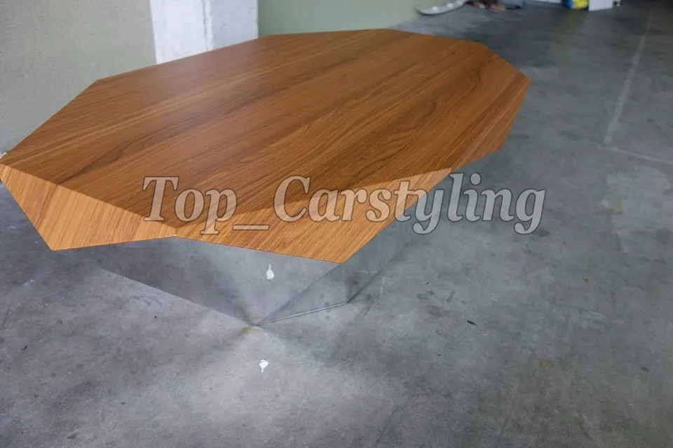 brown woodgrain dark car wood vinyl wrapping film with air free (5)