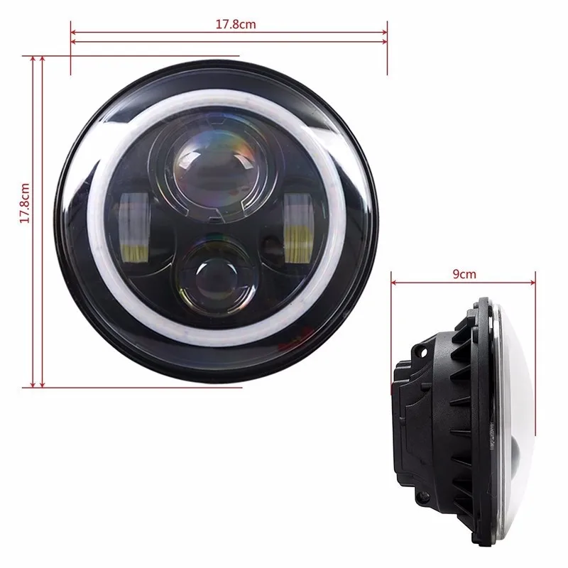 7 Inch Round LED Headlights Assembly with Halo Ring Angel Eye DRL & Turn Signal Light for Offroad Jeep JK TJ CJ Hummer x