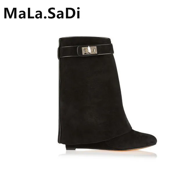 JAWAKYE-Fashion-genuine-Leath33er-Shoe22s-Woman-Pointed-Toe-Motorcycle-Booties-Belt-Strap-Metal-Shark-Lock-Wedge (3)