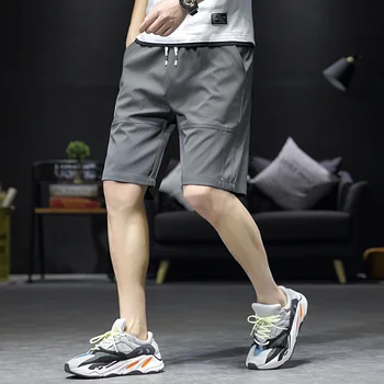 

Summer Men's Shorts Solid Color Men's Shorts Elastic Waist Patch Designs Breathable Casual