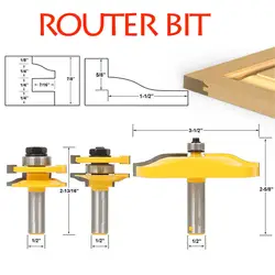 3 шт./компл. Деревообработка небольшой большой квартиры Совета двери шкафа язык & Groove маршрутизатор Набор бит