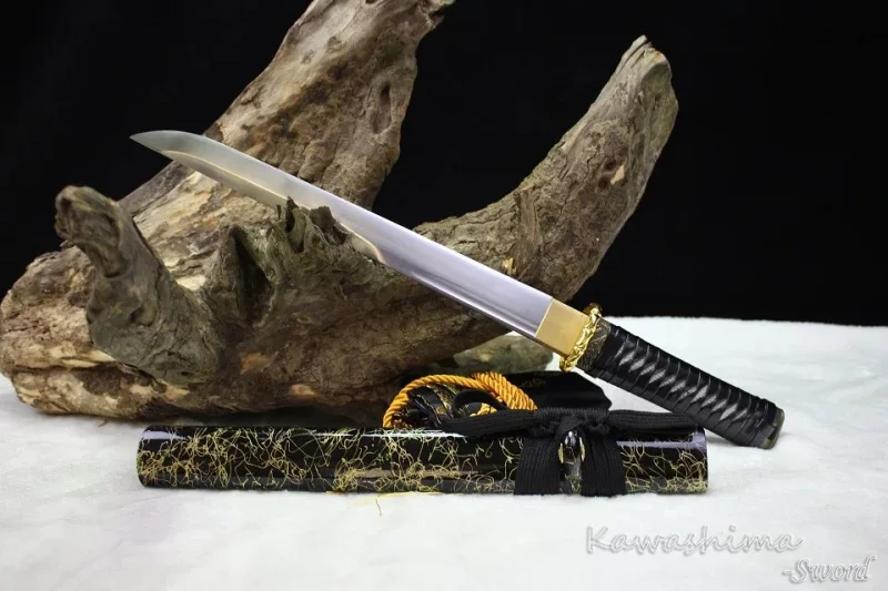Японский Nihonto Shoto Wakizashi ручной работы 1060 Высокоуглеродистая сталь бамбуковый
