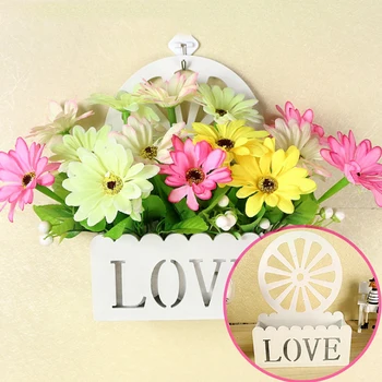 

Plastic Wall Hanging White Love Design Flower Basket Container For Flower Plant Home Garden Party Wedding Decoration Accessories