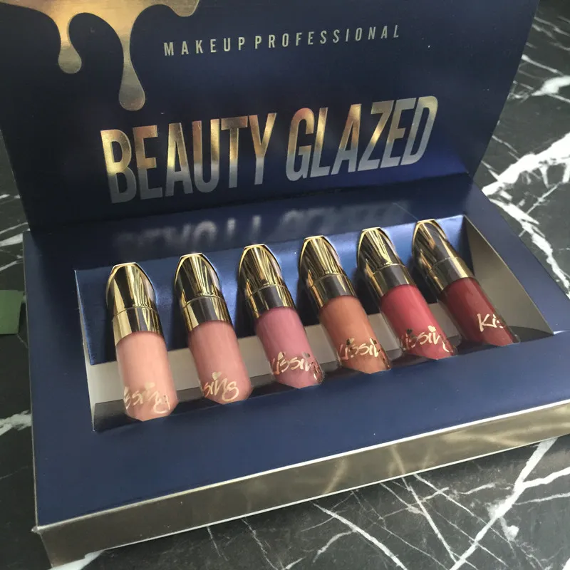 

Beauty Glazed 6 mini Set brithday edition Makeup Matte Lipstick Lip Kit Gloss Long Lasting Lipstick Lipgloss Cosmetics
