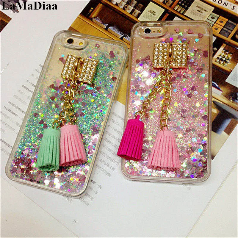 

For Xiaomi Redmi 6A 5A Note 4 5 6 Pro MAX 2 5 5S 5X 6 6X Cute Glitter Pendant Liquid quicksand Heart glitter Soft case cover