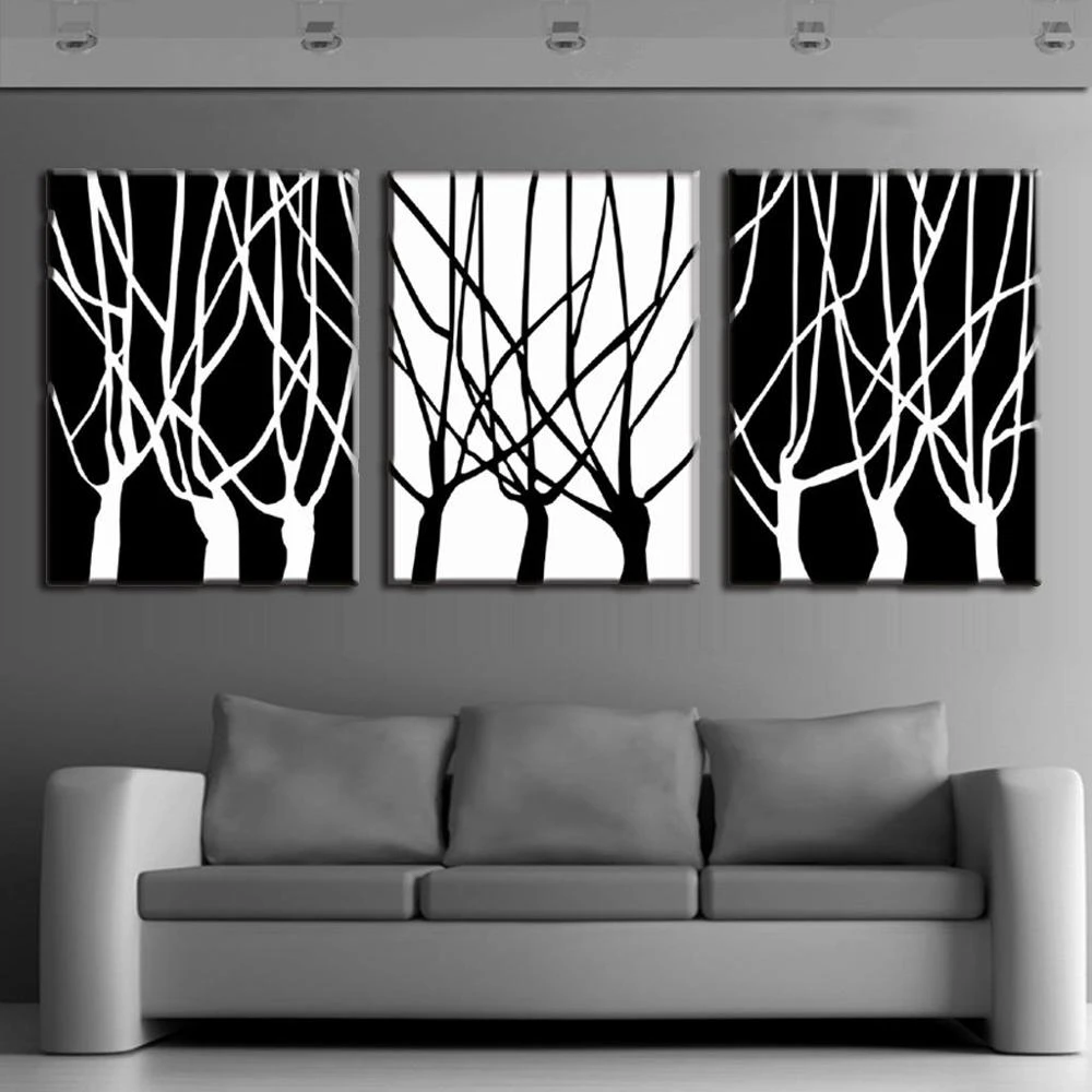 Black And White Modern Art Trees