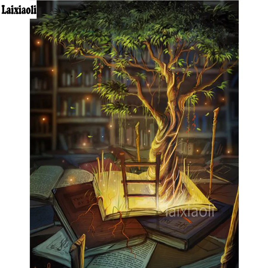 

Full Square/Round Drill 5D DIY Diamond Painting magic book tree 3D Embroidery abstract landscape Cross Stitch mosic Home Decor