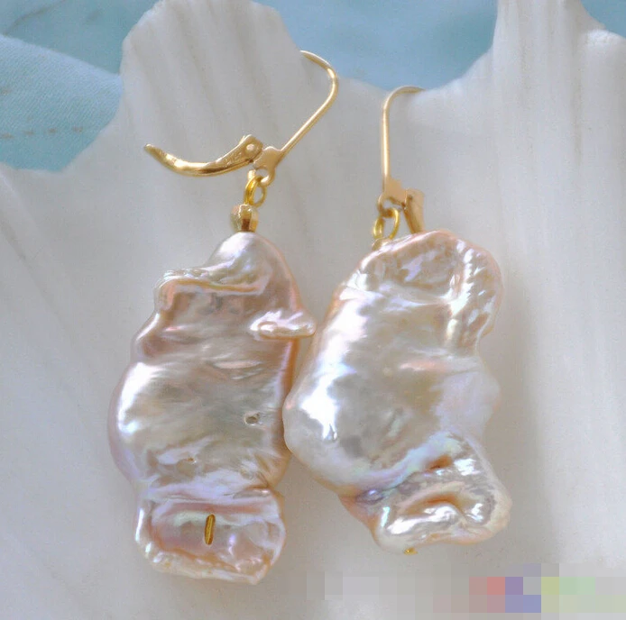 

hot sell new - 1475 LAVENDER BAROQUE KESHI REBORN PEARL DANGLE EARRING