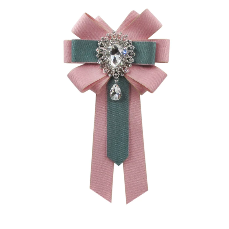 

Crystal Bow Women Brooches Pins Canvas Fabric Bowknot Tie Necktie Corsage Brooch for Women Clothing Dress Accessories