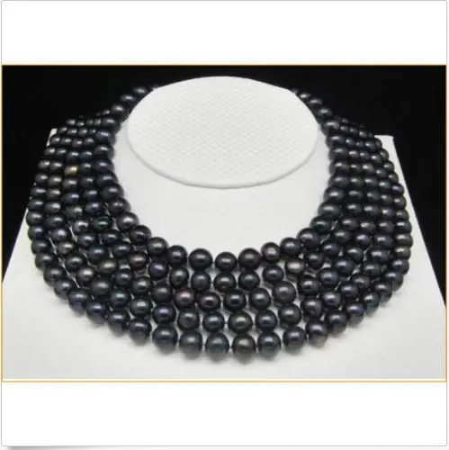 

Free Shipping >>>>>LONG 100" 9-10MM TAHITIAN BLACK PEARL NECKLACE 14K GOLD CLASP