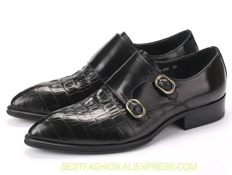 

Italian Style Man Formal Dress Monk Strap Shoes Genuine Leather Male Party Oxfords Pointed Toe Men's Shoes
