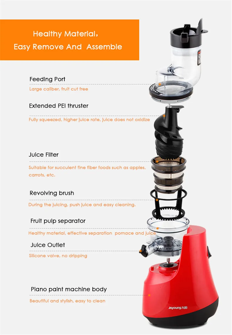 Flash Deal New Joyoung Household Juicer JYZ-V906 Large Caliber Slow Juice Maker Safety Material Fruit Vegetables Juice Extractor Machine 12