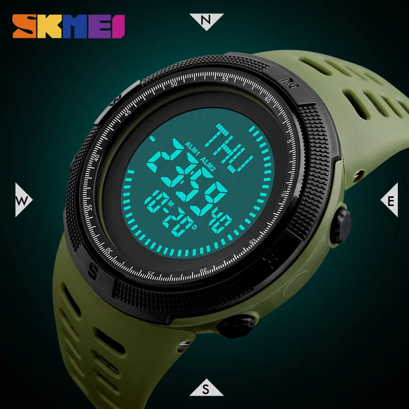 SKMEI الرياضة في الهواء الطلق ووتش الرجال البوصلة العسكرية الساعات العد التنازلي كرونو 5Bar ساعة رقمية ضد الماء Relogio Masculino 1254 SKMEI الرياضة في الهواء الطلق ووتش الرجال البوصلة العسكرية الساعات العد التنازلي كرونو 5Bar ساعة رقمية ضد الماء Relogio Masculino 1254