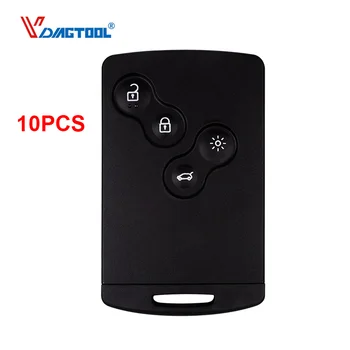 

Vdiagtool 10pcs 4 Buttons Remote Smart Card Key Case Fob For Renault Laguna Koleos W/Insert Small Car Key Shell Uncut Key Blade